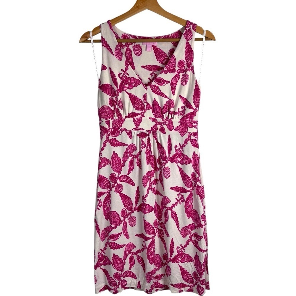 LILLY PULITZER PATTY FALLIN IN LOVE A LITTLE SEASHELL V NECK SLEEVELESS DRESS - Picture 2 of 12